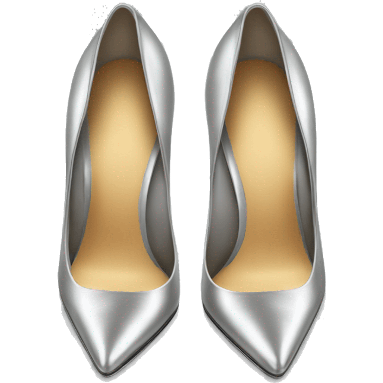 Realistic isolated top view of a pair of silver pointed toe high heel shoes. emoji