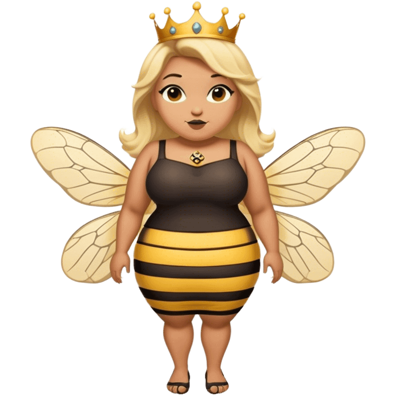 full body Plus size blonde lesbian queen bee with mole on left chin emoji