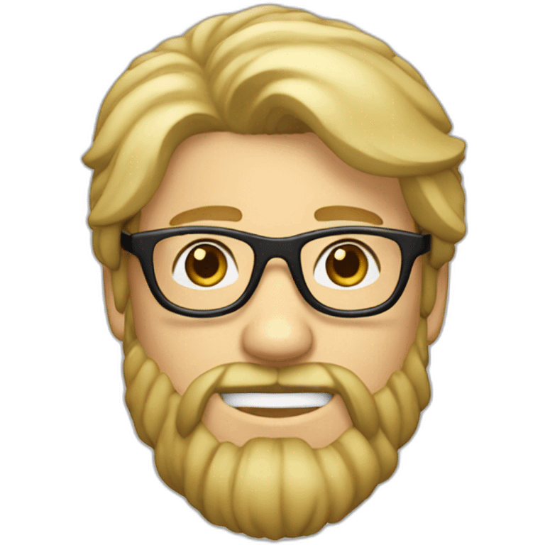 blonde guy with a visible mullet and black and brown glasses and silver earrings with a beard emoji