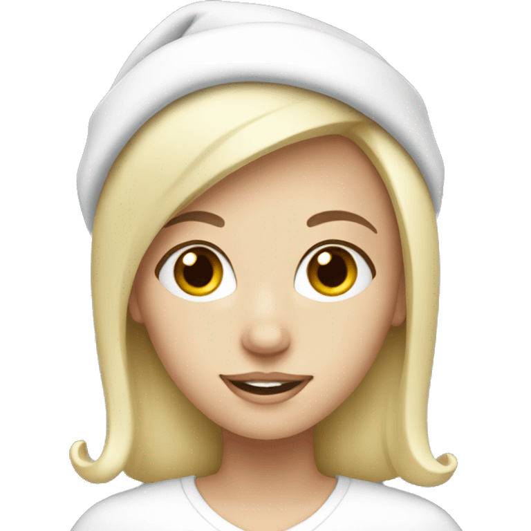 white blonde girl with santa hat emoji