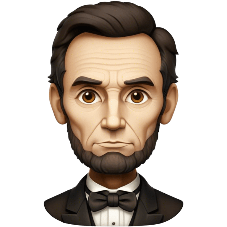 Cinematic Realistic Abraham Lincoln Portrait Emoji, depicted as a stoic iconic statesman with a tall dignified silhouette and thoughtful expression, rendered with detailed textures and dramatic historical lighting that captures his timeless presence. emoji