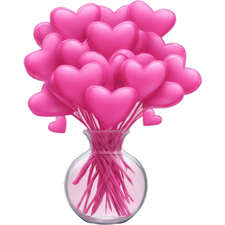 10000000 huge pink hearts on stems in a clear glass vase emoji