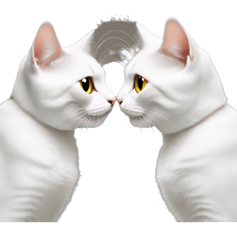 Two white British cats are kissing  emoji