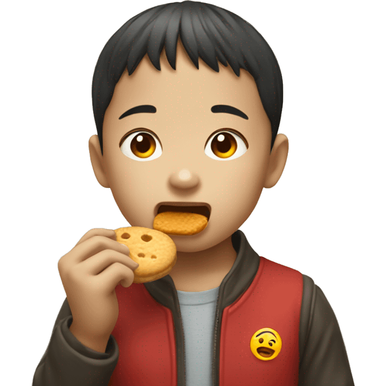 chinese kid eating a biscuit  emoji