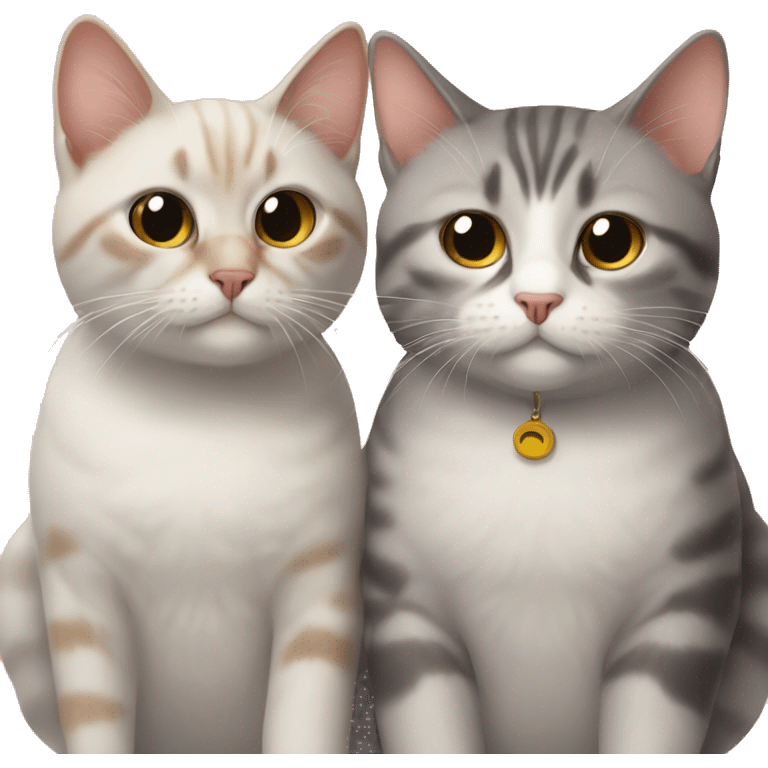 two cats with complete bofy emoji