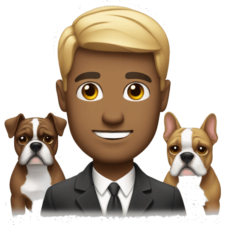 Hombre con bulldog francés  emoji