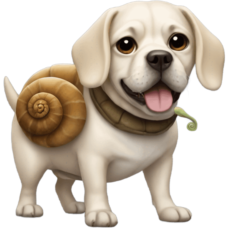 realistic dog with snail costume emoji