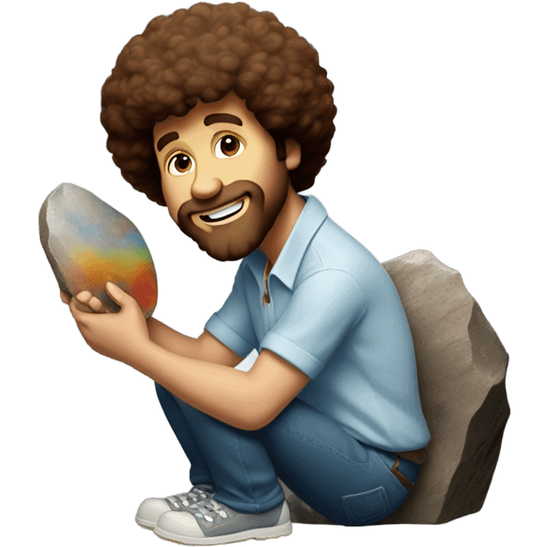 Bob Ross kissing the rock emoji