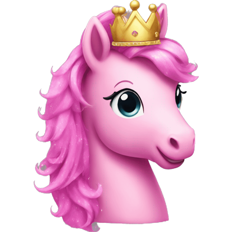 pink pony with crown and glitter emoji