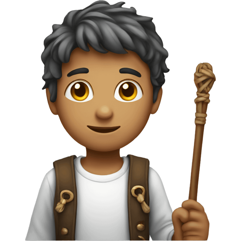 boy with staff on white emoji