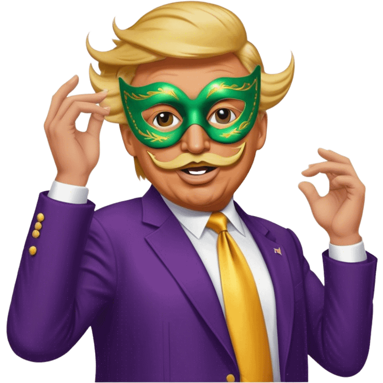 Donald trump dancing at Mardi Gras with a moustache  emoji