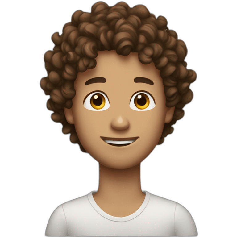 Zach with curly brown hair emoji