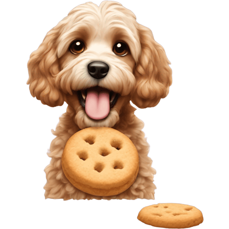 Cockapoo eating a biscuit emoji