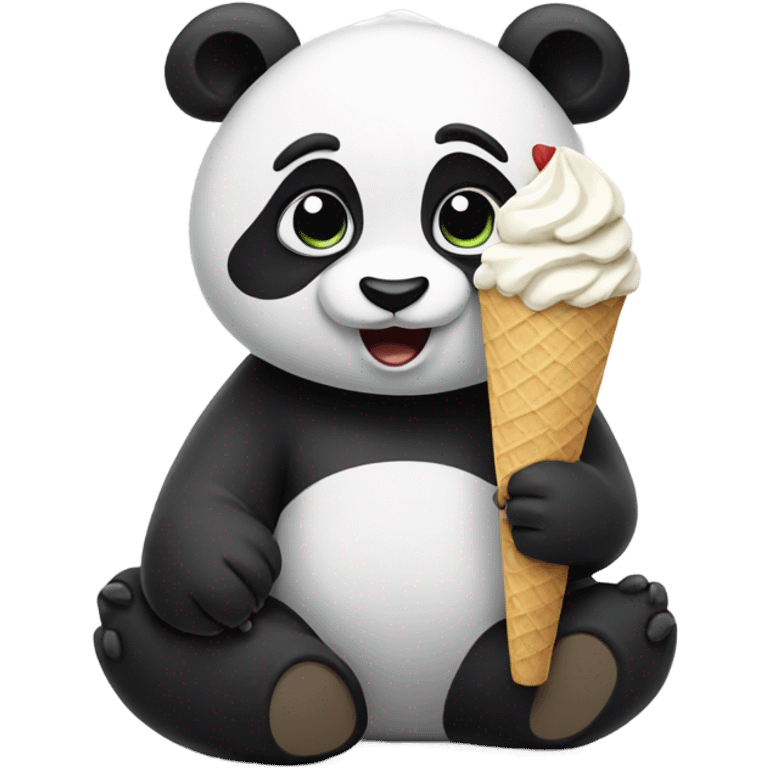 Panda eating ice cream emoji