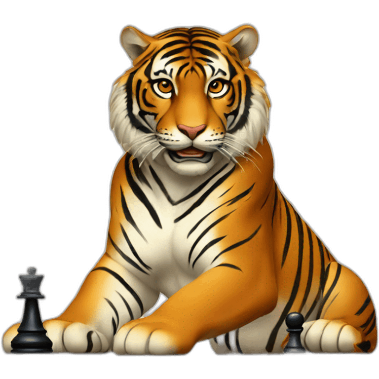 Tigre qui joue aux échecs emoji