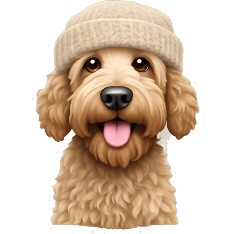 australian labradoodle with wool beanie  emoji