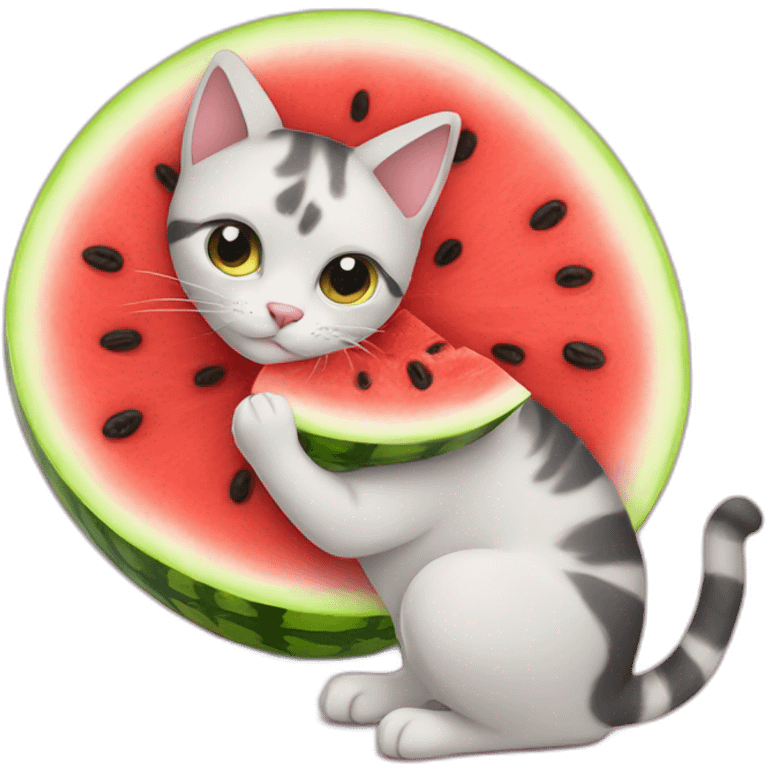 cat eating watermelon emoji