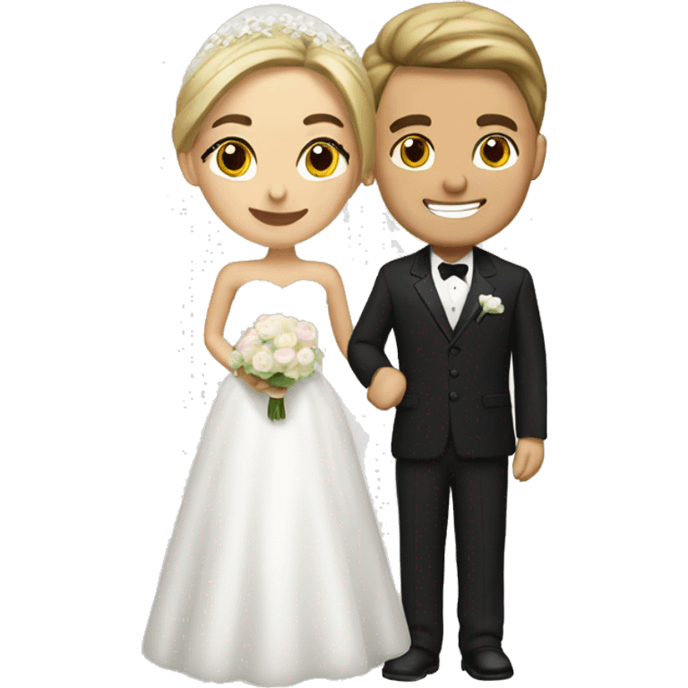 Brunette bride with blonde groom emoji