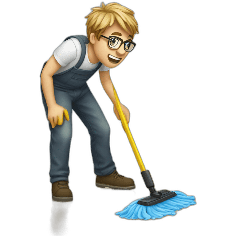 geek mopping floor emoji