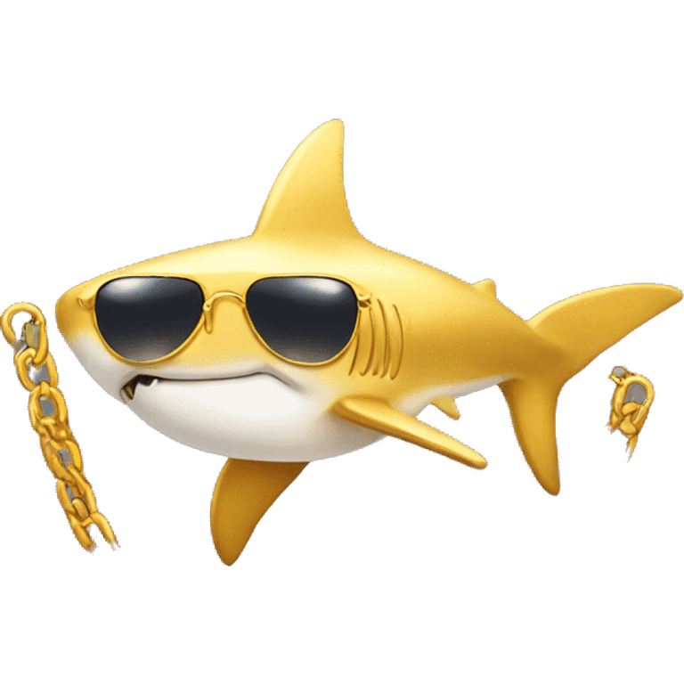 golden shark with chain and sunglasse emoji