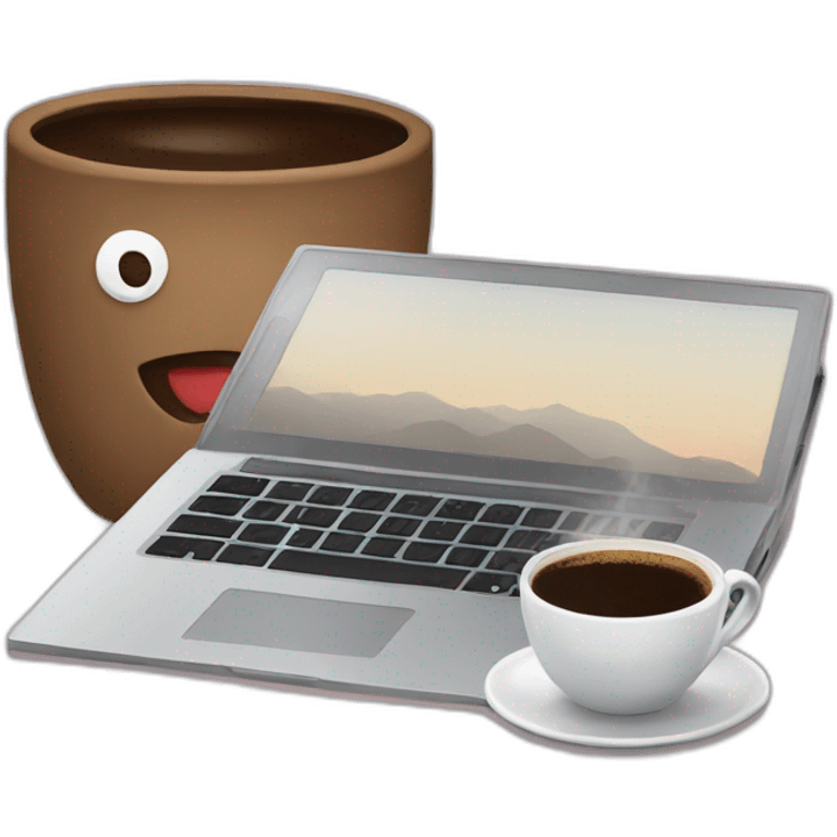 laptop and coffee emoji