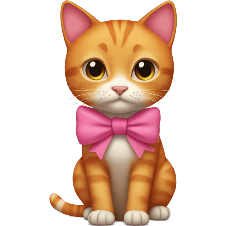 ginger cat with pink clothes on and a bow emoji