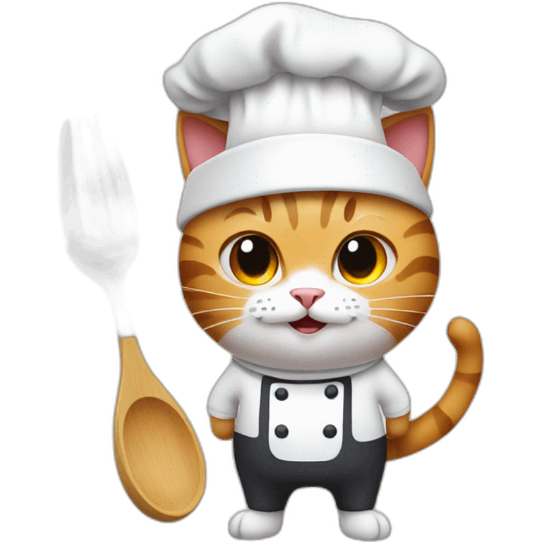 Cat chef with pan emoji