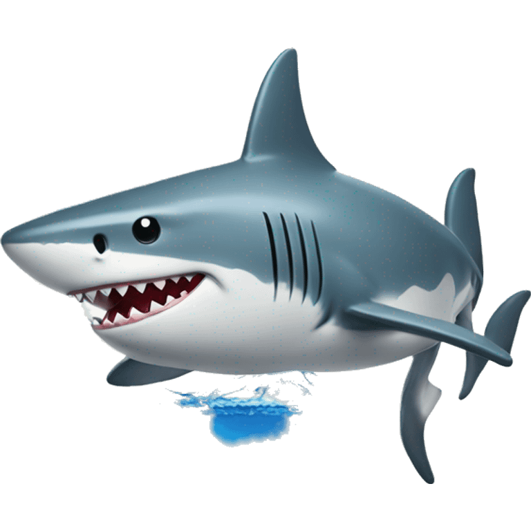 Shark holding a water gun on top of a mountain  emoji