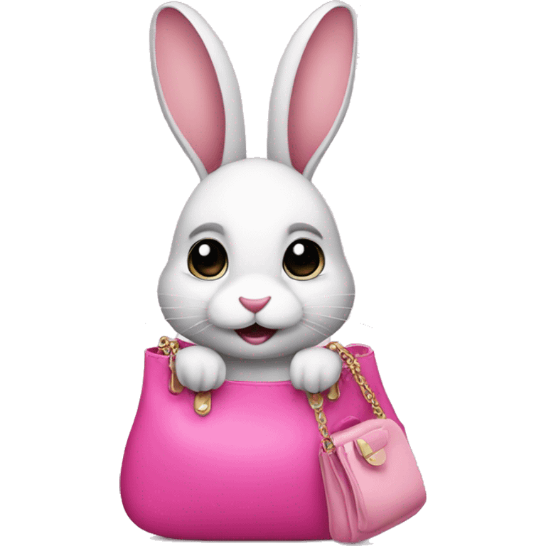 A bunny holding a pink purse emoji