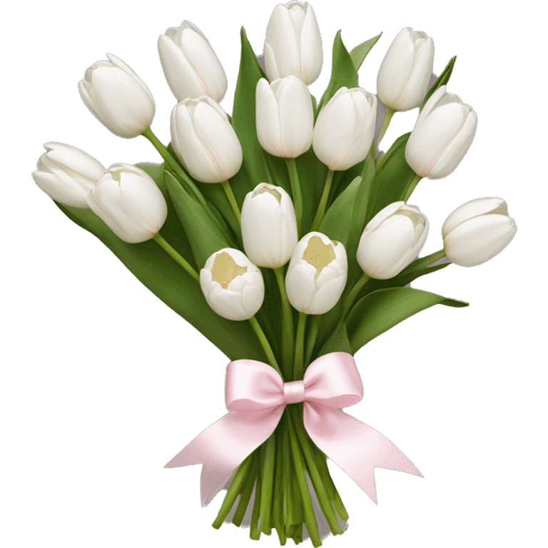 White tulips bouquet with light pink bow  emoji