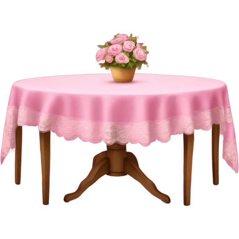 Big table with pink table cloth with lace  emoji