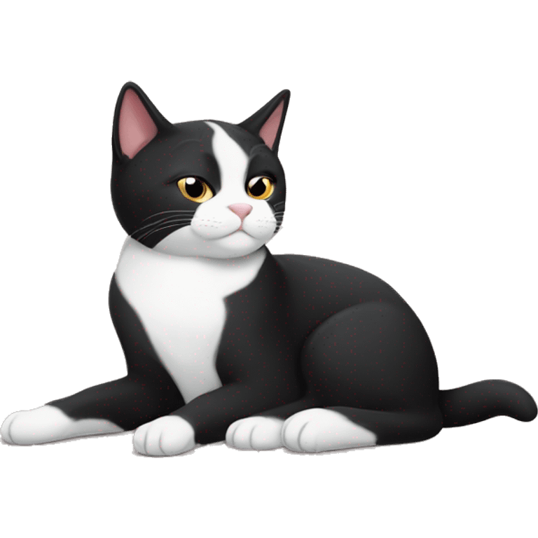 Black and white tuxedo cat napping emoji