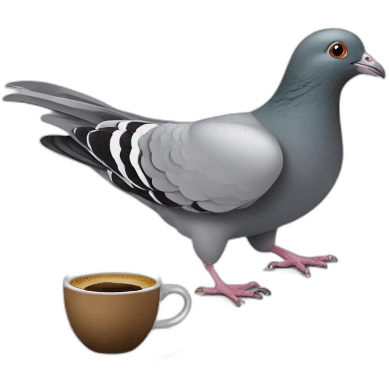 Pigeon with coffee emoji