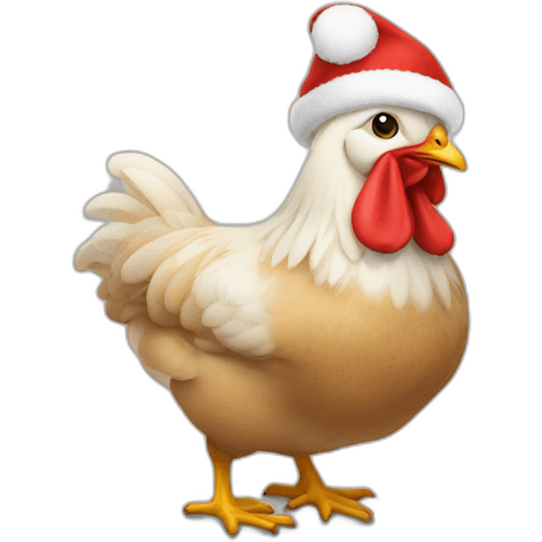 poule avec un bonnet de noël emoji