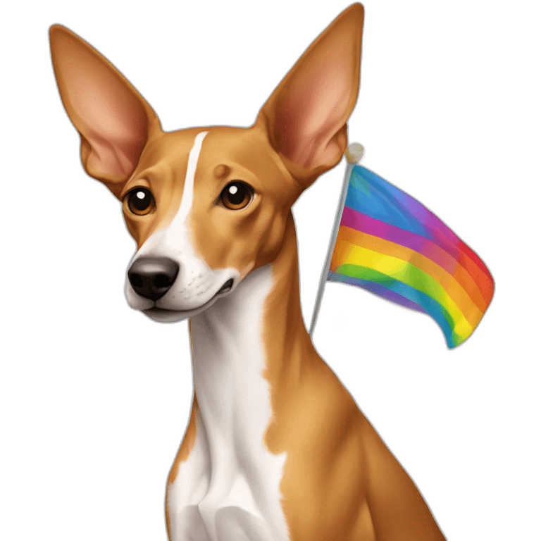 Podenco with gay flag emoji