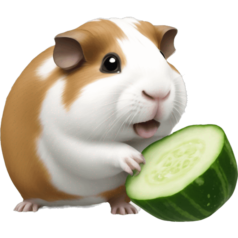 Guineapig standing on 2legs eating cucumber  emoji