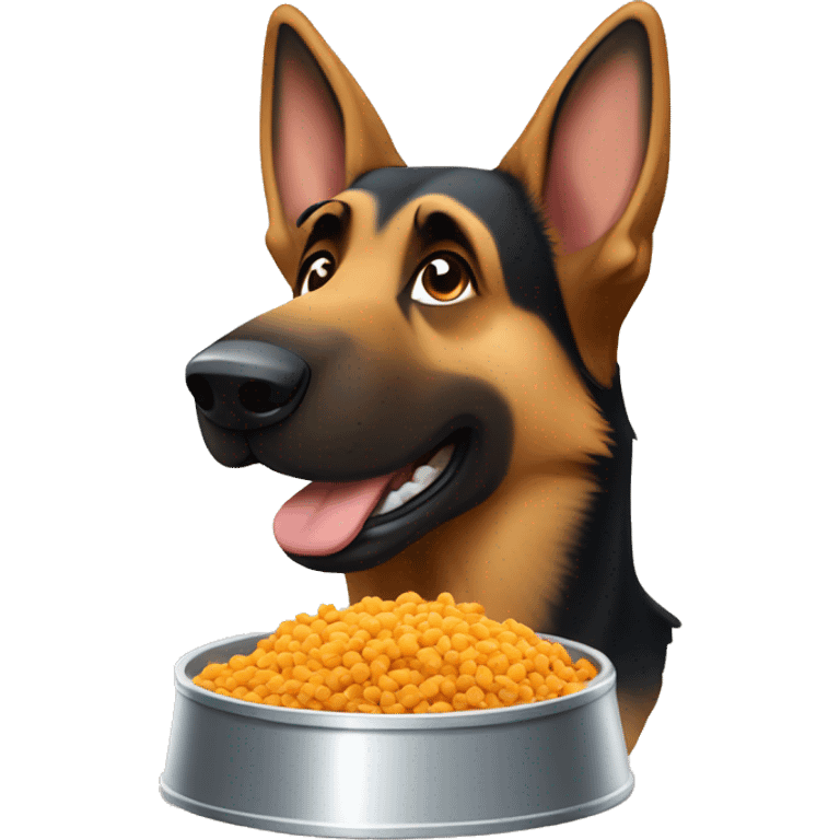 German shepherd eating dog food emoji