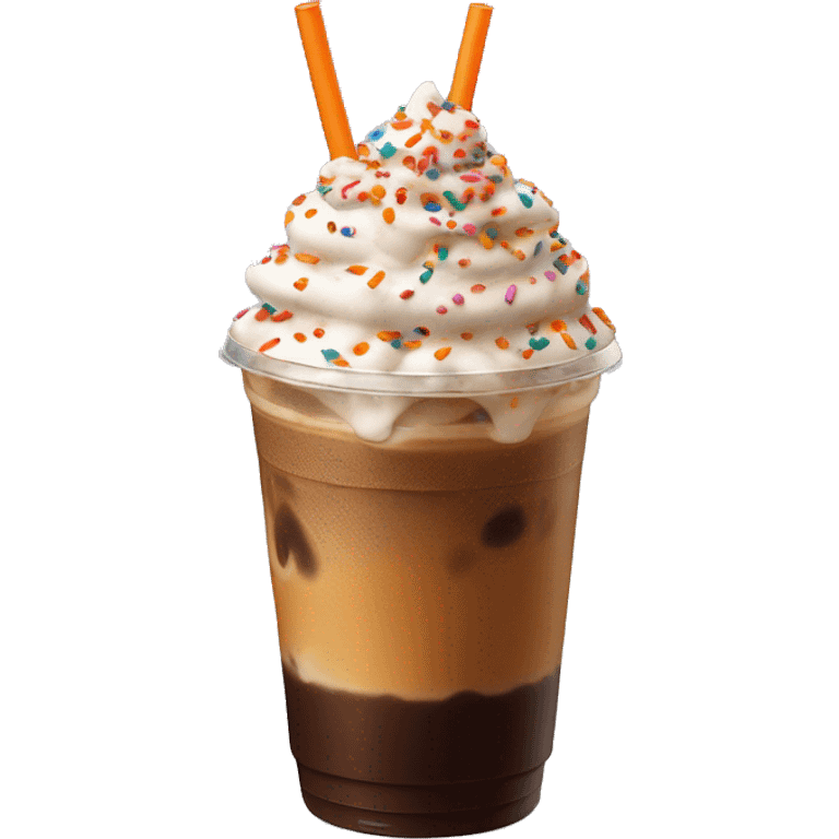 Dunkin’ iced coffee with foam and sprinkles on top.  emoji