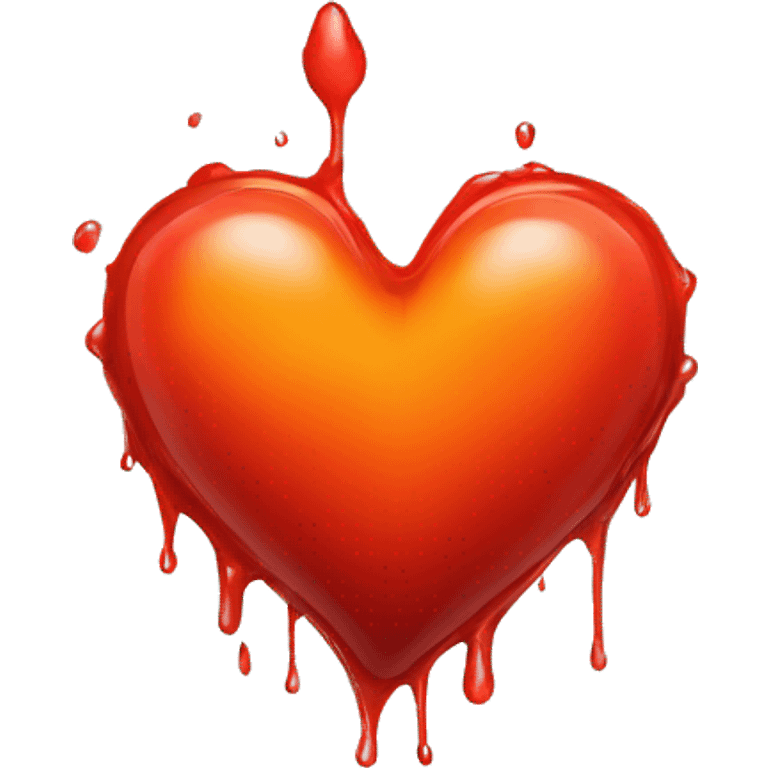 bleeding red heart shape glowing red-orange emoji