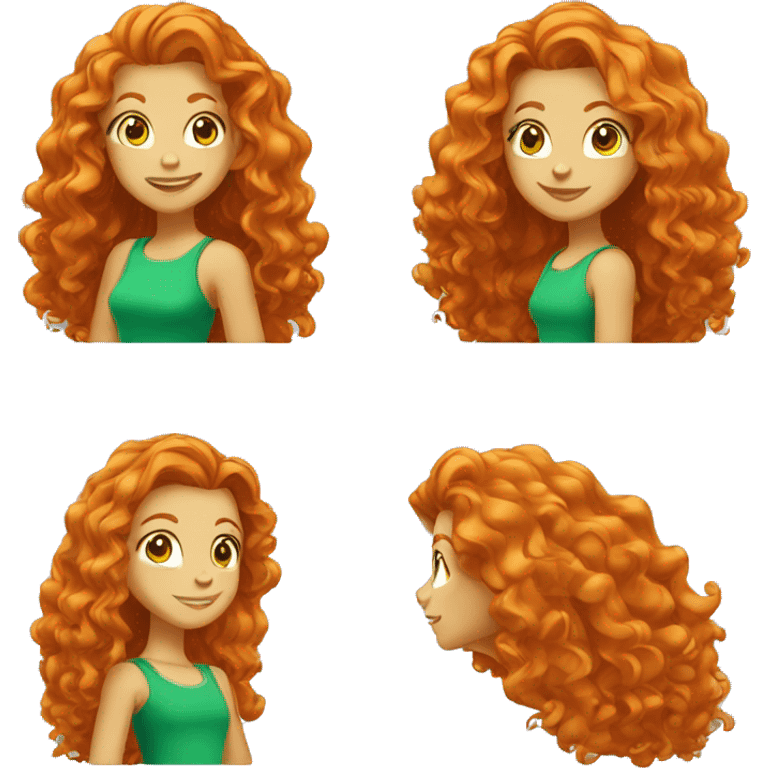 The girl with a long curly ginger hair in totally spies style emoji