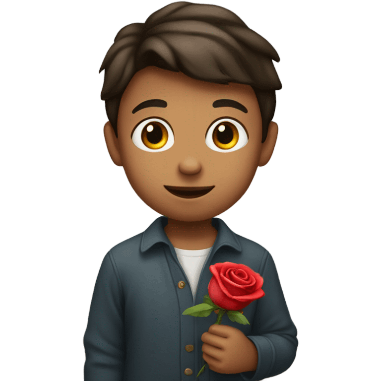 a boy with a rose emoji