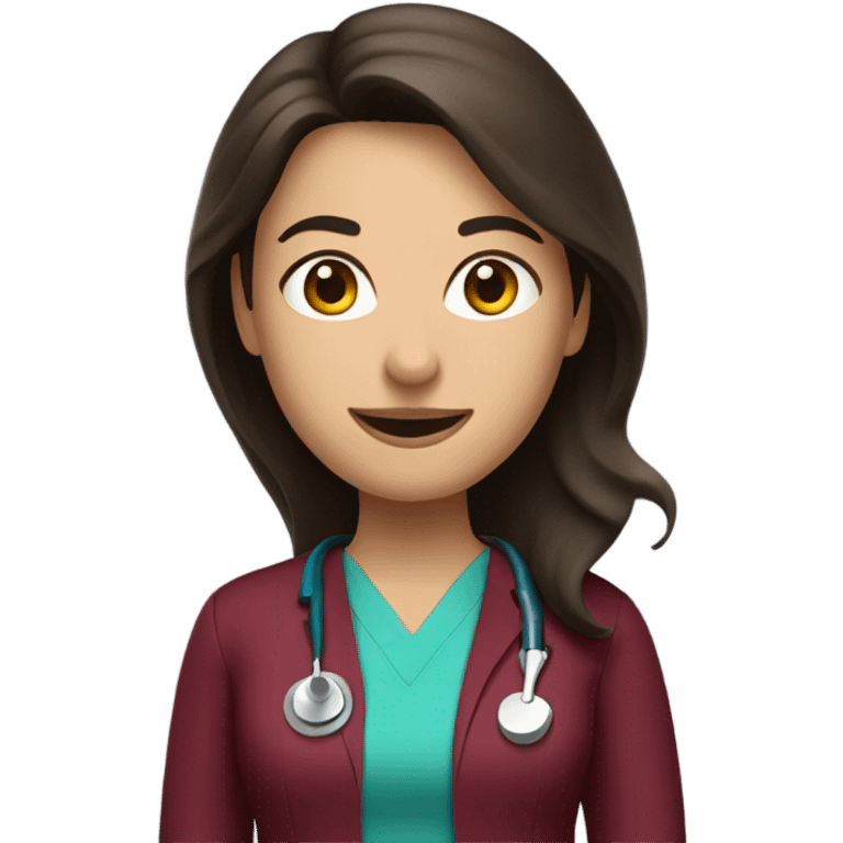 brunette dentist with burgundy scrubs emoji