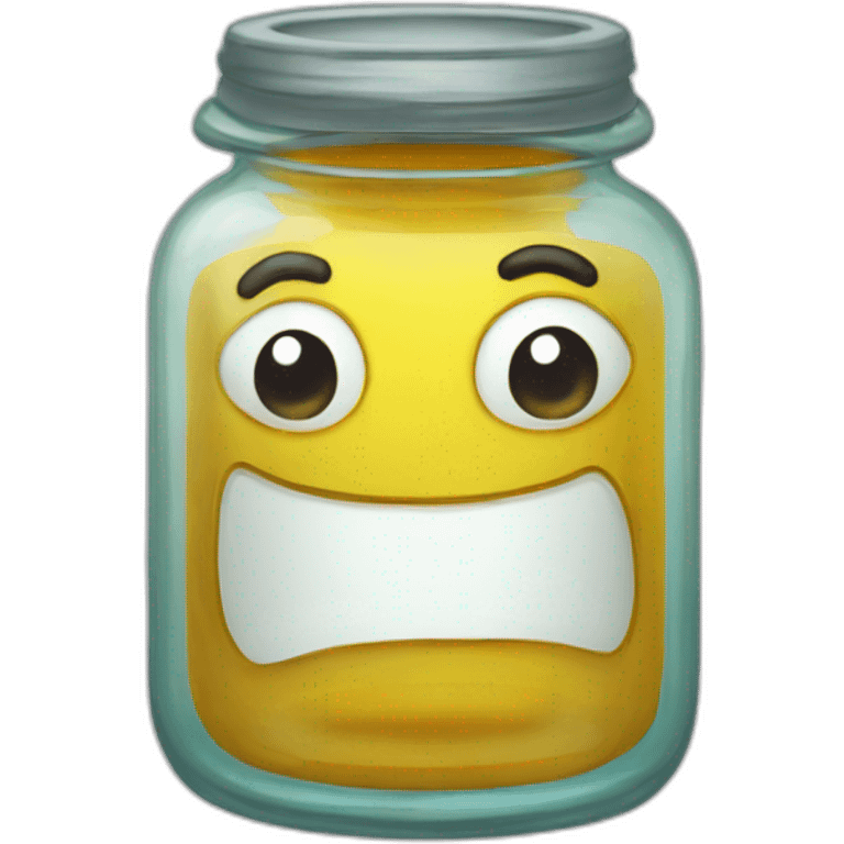 a glass jar of liquid smirks slyly emoji