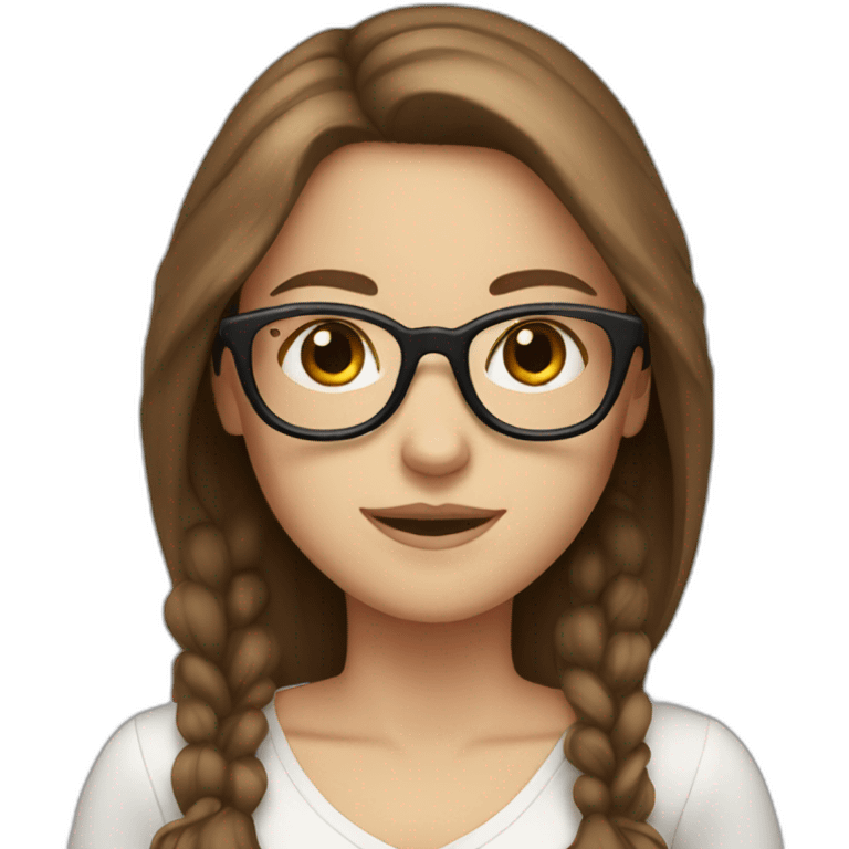 White girl with long brown hair and glasses emoji