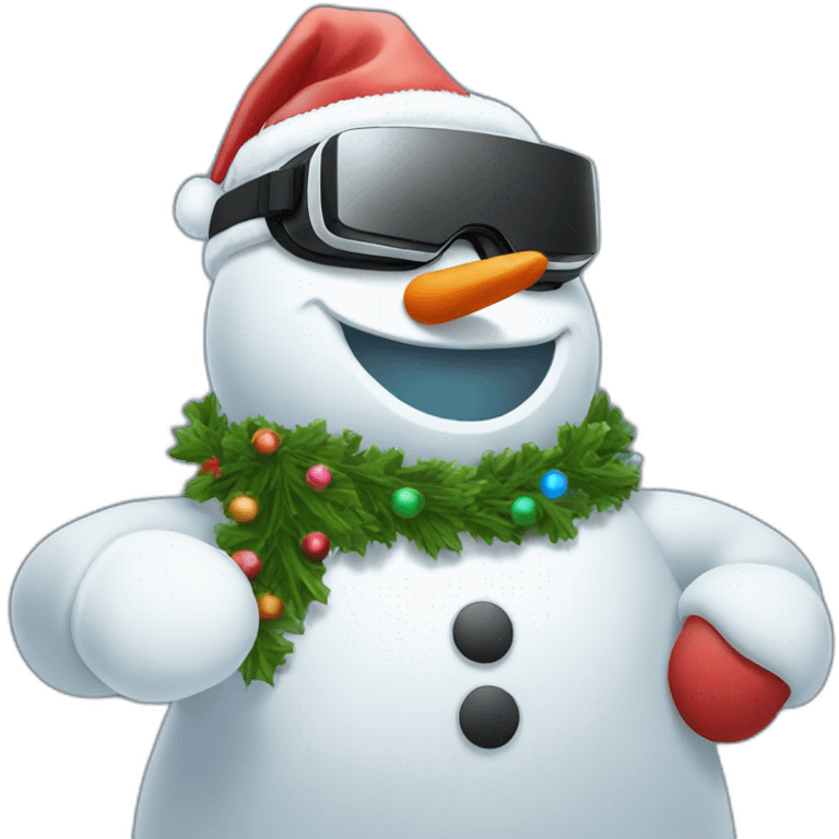 full body christmas-snowman in vr headset emoji