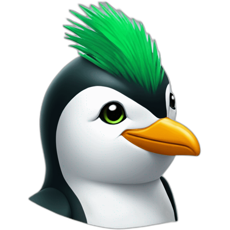 penguin head with green mowhawk emoji