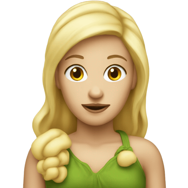 Blond crop pixie woman apple emoji