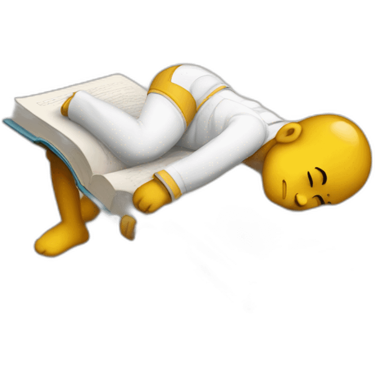 student sleeping with a textbook emoji