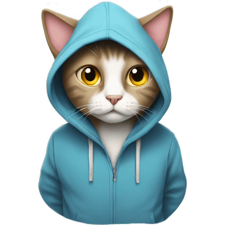 Confused cat with a hoodie emoji