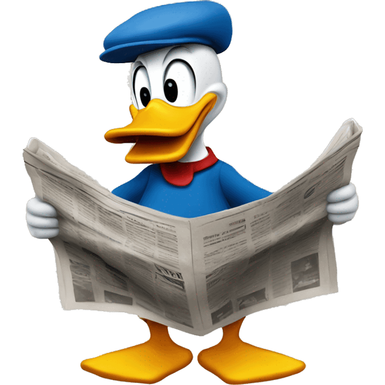 Donald duck with newspaper emoji